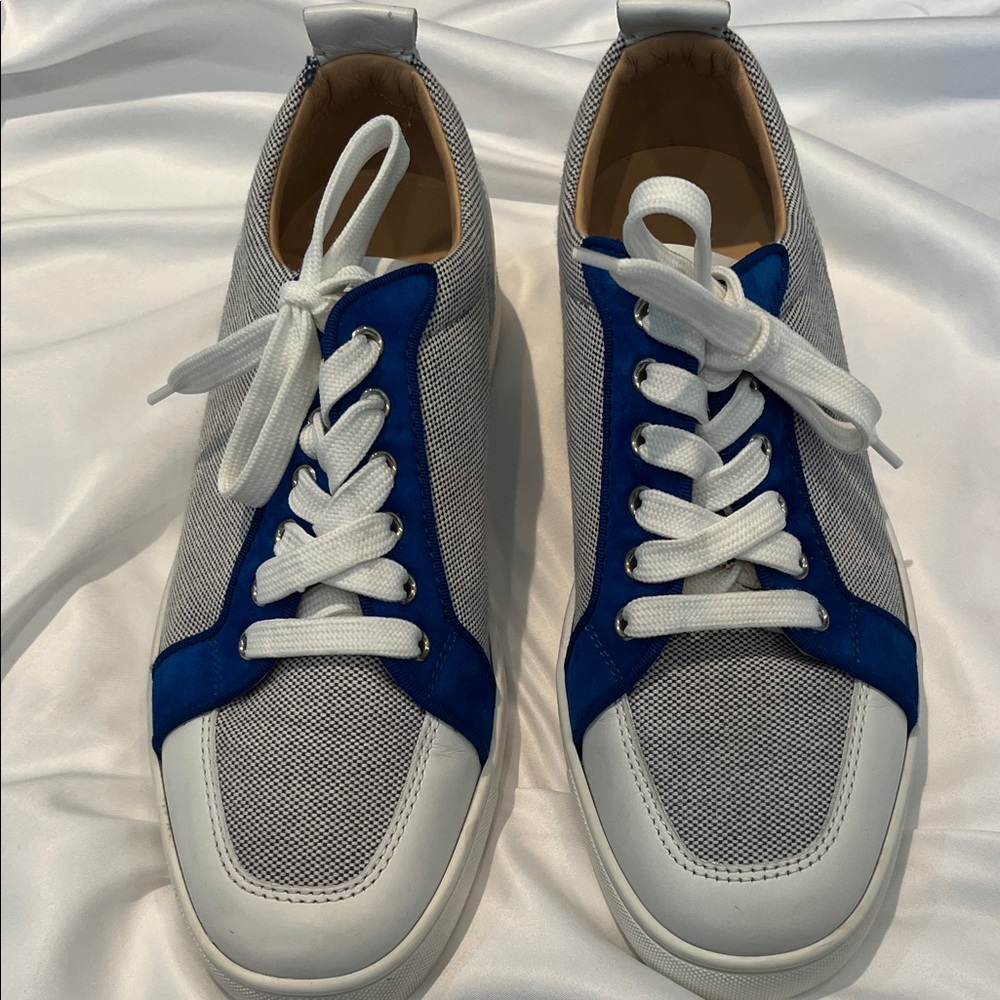 Christian Louboutin White and Blue Men's Athletic Sneakers